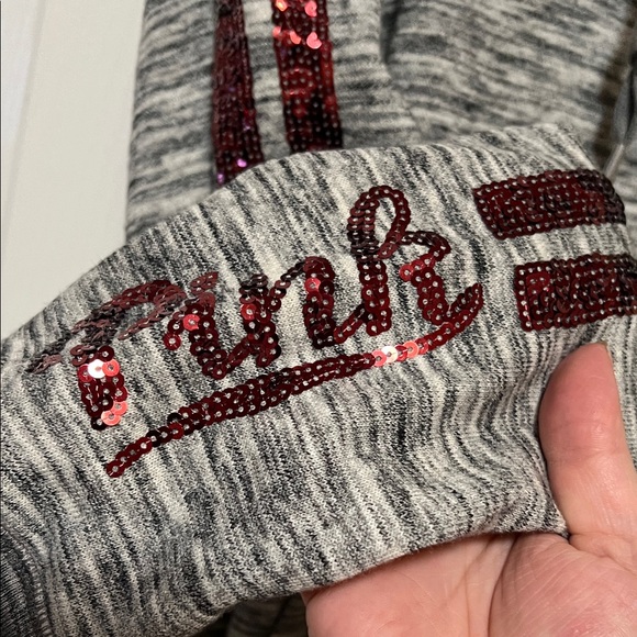 PINK vs Gray Hoodie with Burgundy Bling - Picture 6 of 9